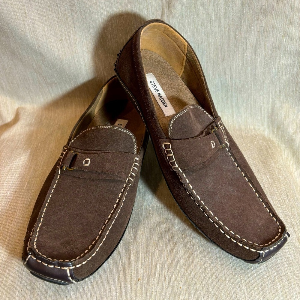STEVE MADDEN Sz 11 Hogan Suede Slip On Driving Loafer Shoes